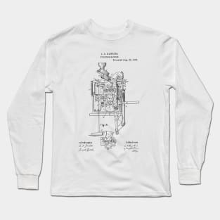 Eyeleting Machine Vintage Patent Hand Drawing Long Sleeve T-Shirt